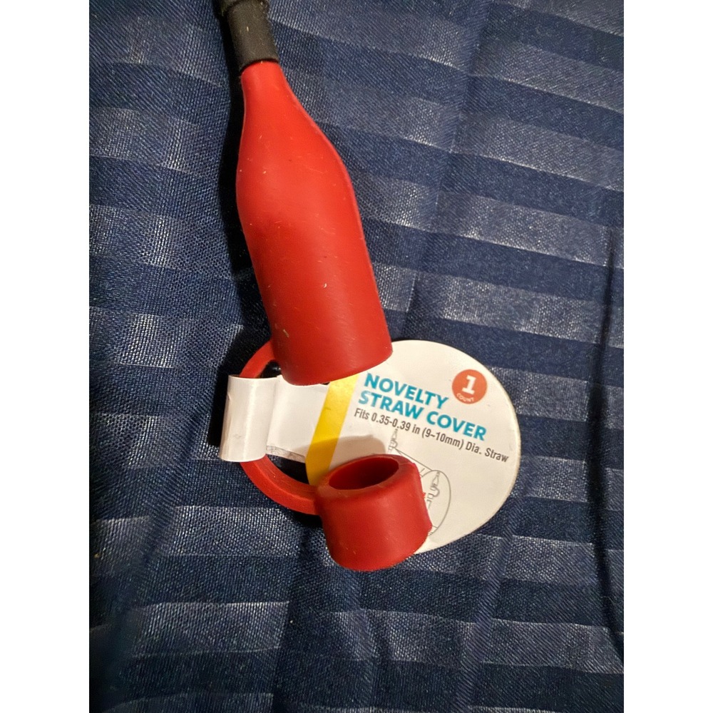 Novelty Red Wine Bottle Silicone Straw Cover Topper Fits 9-10mm Straws 1 Count